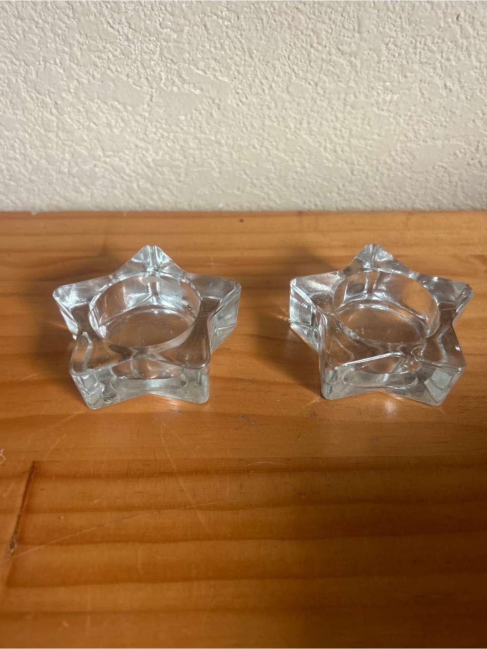 Clear Star-Shaped Glass Tealight Holders - Set of 2
